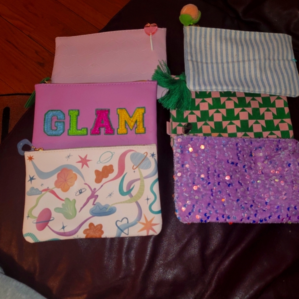 Ipsy Bags 6 Mostly Pink With Patterns.